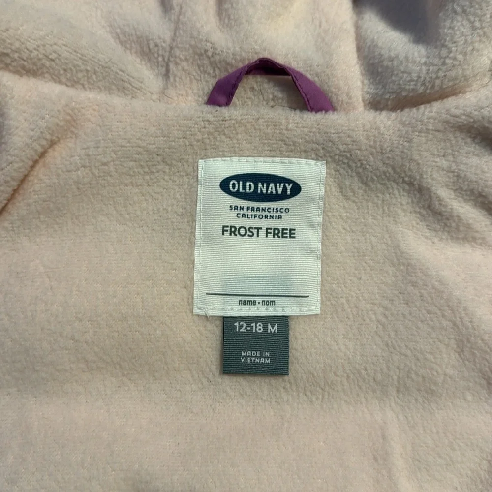 Old Navy Purple Frost Free Puffer Jacket 12-18 Months